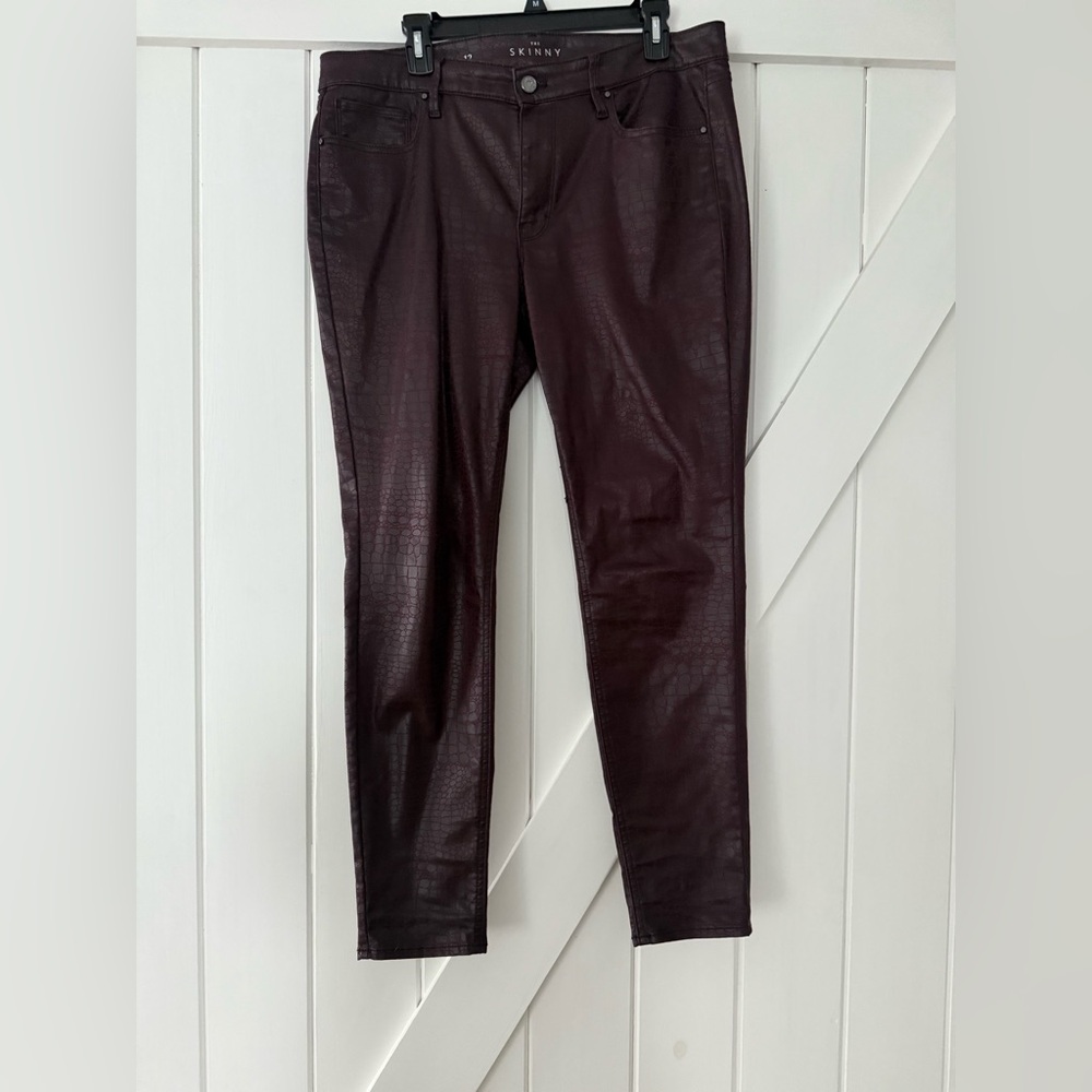White House Black Market Burgundy Skinny Faux Leather Pants